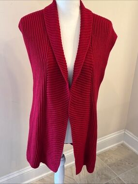 Chico's Open-Front Ribbed Sweater Vest - Red